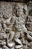 Prambanan - Ramayana reliefs of Shiva Temple. Detail of scene in which Rama, followed by Laksmana has shot the giant Kabandha.  